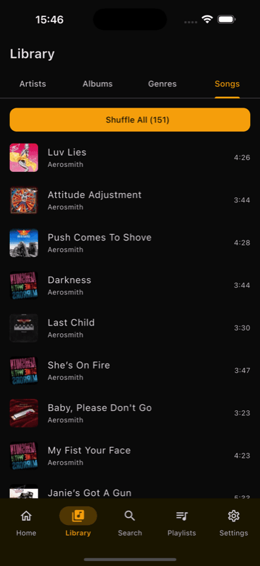 JUSPlay playlists screen